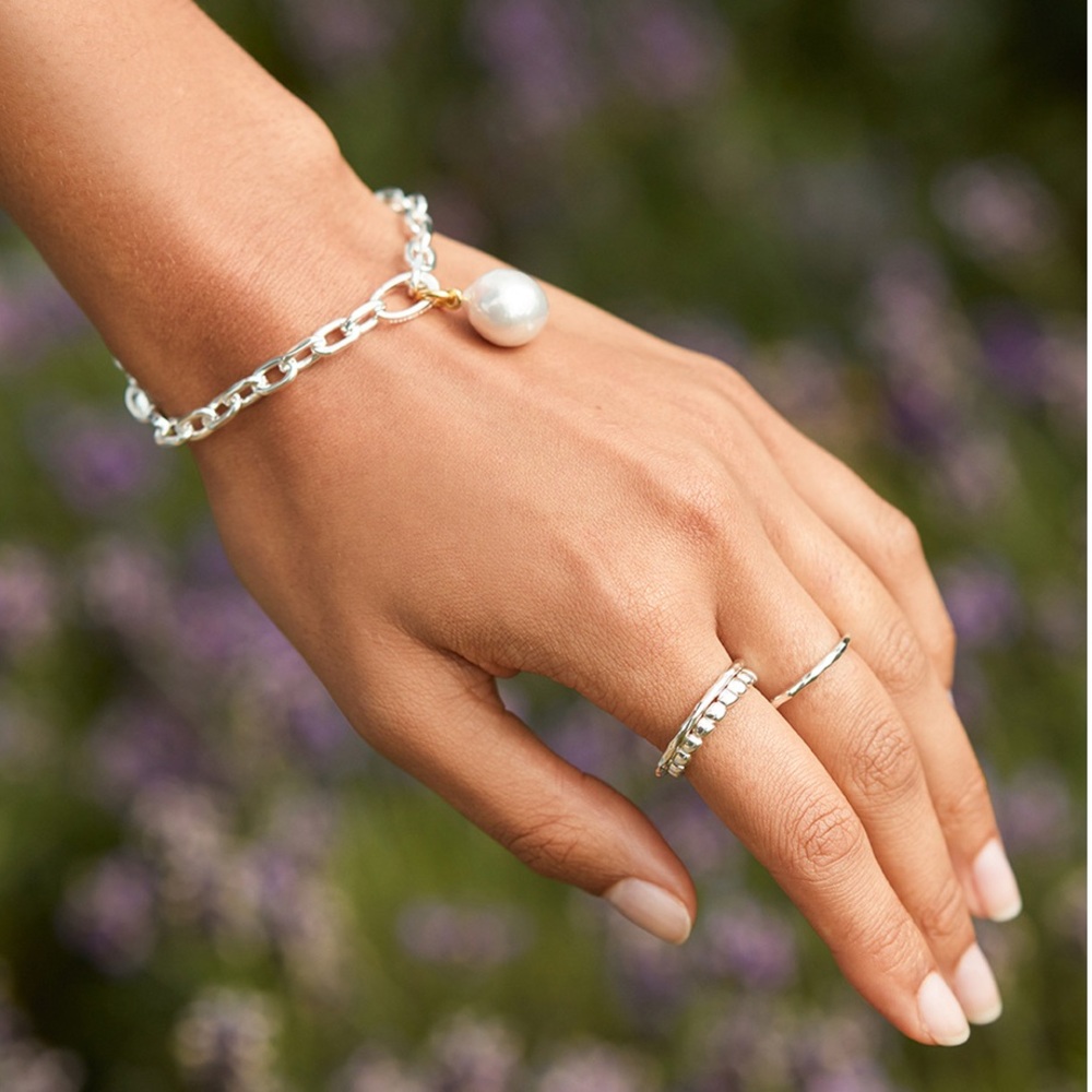 Monica Vinader sterling silver Alta Capture mini link charm bracelet